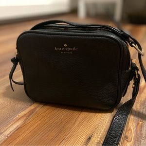 Black Pebbled Leather kate spade Mulberry Street Pyper Crossbody Purse